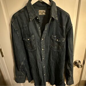 Wrangler Denim Blue Casual Button Down Shirt